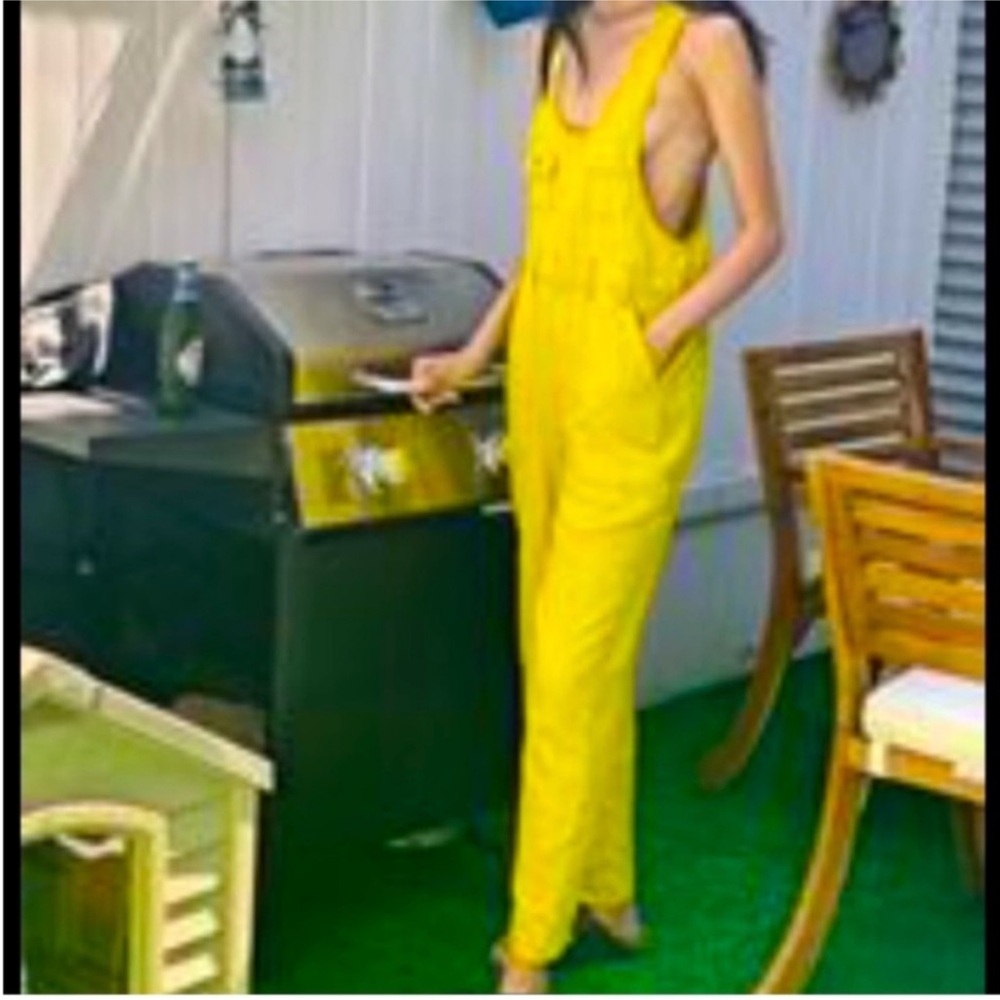 Urban Outfitters‎ Linen Blend Mustard Yellow Overalls
